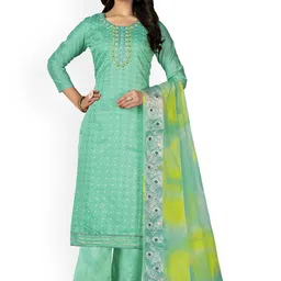 HERE&NOW Embellished Modal Cotton Jacquard Unstitched Dress Material-picture-11