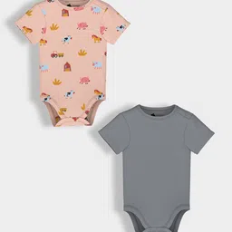 Orange Sugar Infants Pack Of 2 Printed Cotton Bodysuits-27