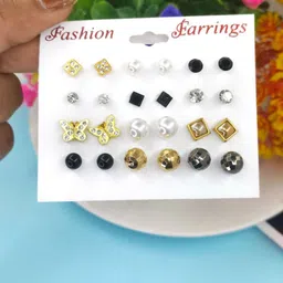 Shivarth Set Of 12 Artificial Beads Circular Studs image 3