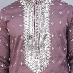 Jompers Men Floral Embroidered Regular Sequinned Kurta with Pyjamas & With Dupatta image 2