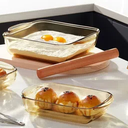 Kuber Industries Brown Glass Baking Tray-24
