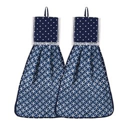 Kuber Industries Blue 2 Pcs Printed Microfiber Wash Basin Napkin Towel With Hanging Loops-66