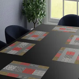 LooMantha Transparent & Yellow 6 Pieces Printed Rectangular Table Placemats image 1