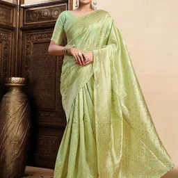 HERE&NOW Woven Design Zari Silk Blend Paithani Saree-picture-20