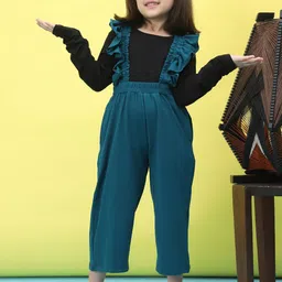 Baawri Girls Ruffled Dungaree With Top-image-113