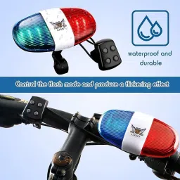 Cycling Horn Bell Siren Warning Safety Light Waterproof Bicycle Police Light LED Front Light-image-1
