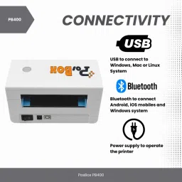 PosBox 4 Inch Bluetooth Label Printer for Shipping Label, Barcode Label (with Holder Direct Thermal Open Design) image 2