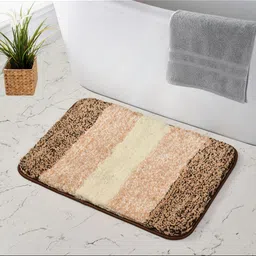 GBL COLLECTION Brown & Beige Textured Anti-Skid Bath Rug-27