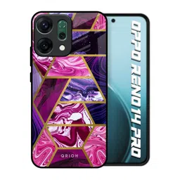 QRIOH Abstract Printed Oppo Reno14 Pro 5G Marble Glass Back Case Mobile Accessories-picture-1