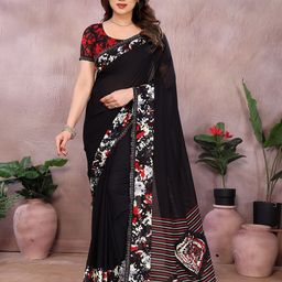Moda Rapido Solid Black Beads and Stones Lace Border Saree-image-50