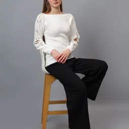 Fashion Gaiia Women Boat Neck Sweaters-image-42
