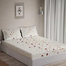 DDecor Omega Brown Geometric Printed Cotton 144 TC Queen Bedsheet Set 2.54m x 1.91m-image-13