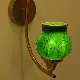 SOMIL Green And Black Printed Glass Cylinder Shaped Wall Lamp-6