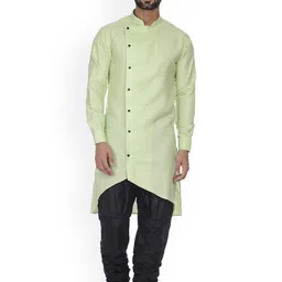VEERA PARIDHAAN High Slit Mandarin Collar Cotton A-Line Kurta-image-76