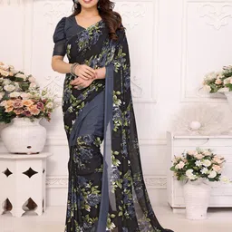 Nirmohi Fashion Floral Printed Saree With Blouse Piece-image-67