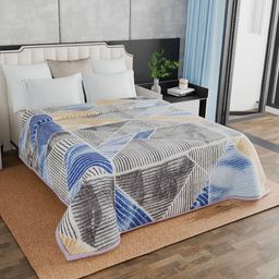 Signature Blue Ethnic Motifs Mink Mild Winter 500 GSM Double Bed Blanket-image-58