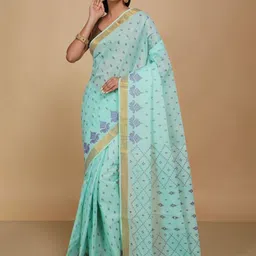 BENGAL HANDLOOM Zari Pure Cotton Taant Saree-image-75