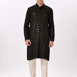Anouk Men Geometric Woven Design Daily Cotton A-Line Kurta-78