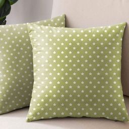 Aura Green & White 2 Pieces Geometric Square Cushion Covers-picture-19