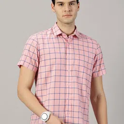 LEON Men Regular Fit Checked Spread Collar Casual Shirt-image-74