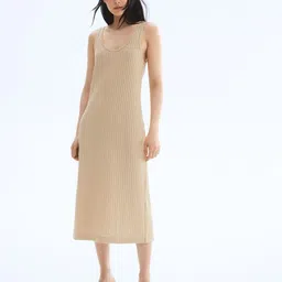 H&M Round Neck Rib Knit Midi Dresses-image-10
