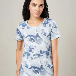 Ajile by Pantaloons Women Printed Extended Sleeves Raw Edge T-shirt-image-88