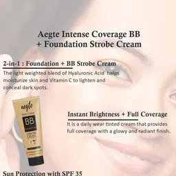 Aegte Intense Coverage Fair BB + Foundation Strobe Cream SPF 35 - 30 gm image 3