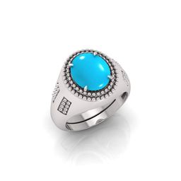 todani jems 10.25 Ratti Turquoise Stone Original Certified Firoja Gemstone Silver Plated | Adjustable Ring-picture-42