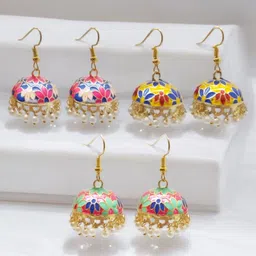 OOMPH Dome Shaped Jhumkas Earrings-image-15