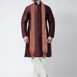 SG LEMAN Mandarin Collar Dupion Silk Straight Kurta With Pyjamas And Dupatta-image-45