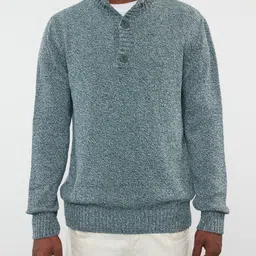 Trendyol Men Self Design Polo Collar Cotton Sweatshirt-image-39