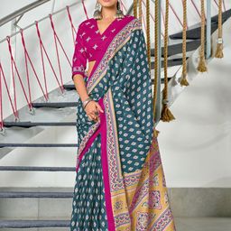 Panzora Floral Block Print Saree-picture-24