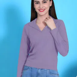 Mast & Harbour Women Ribbed Shirt Collar Crop Top-image-96