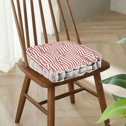 Kuber Industries Maroon & Grey 4 Pieces Checked Cotton Chair Pads-13