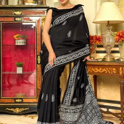 KALINI Bagh Silk Blend Block Print Saree-16