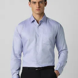 Van Heusen Men Textured Spread Collar Pure Cotton Formal Shirt-picture-3
