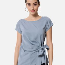 OTIRA Women Round Neck Short Sleeves Crepe Top-image-47