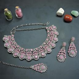VATSALYA creation Alloy Pink Jewellery Set-32