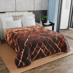 Nivasam Brown & Beige Mink Heavy Winter Double Bed Blanket-image-16