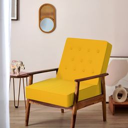Chumbak Sahara Mustard-Yellow Memsaab Wooden Arm Chair-image-46