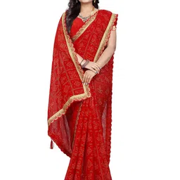 VRUNDA FASHION Embroidered Pure Georgette Bandhani Saree-picture-11