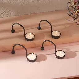 Homspurts Black 4 Pieces Mosaic Glow Tea Light Candle Holders-image-96