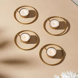 Homspurts Gold-Toned 4 Pieces Tea Light Candle Holders-19