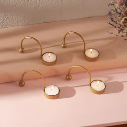 Homspurts Gold-Toned 4 Pieces Mosaic Glow Tea Light Candle Holders-20
