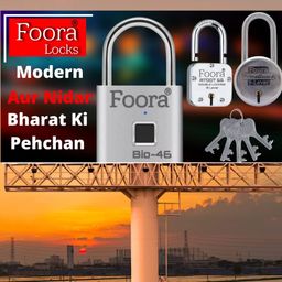 foora Small Lock and Keys, Round 50mm Long Neck Shackle Padlock, Double Locking 7 Lever, Door Lock for Home, Gate Lock, Shutter Lock, with 5 Keys image 2