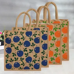 Kuber Industries Set Of 4 Printed Jute Handheld Bags-49