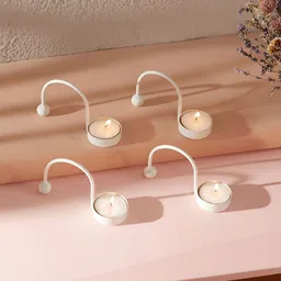 Homspurts White 4 Pieces Mosaic Glow Tea Light Candle Holders-image-69