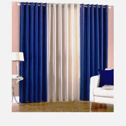 270 cm (9 ft) Polyester Semi Transparent Long Door Curtain (Pack Of 3) (Plain, Blue)-image-46