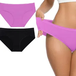 EMBATA Pack of 2 Women Mid-Rise Cotton Bikini Briefs-image-34