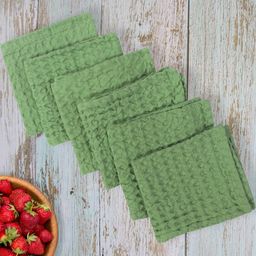 Cotton Candy Set of 6 Green Waffle Weaved Water Absorbent Table Napkins-31